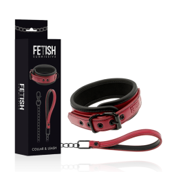 FETISH SUBMISSIVE DARK ROOM - NASZYJNIK Z LANCUCHEM Z NEOPRENOWEJ PODSZEWKI