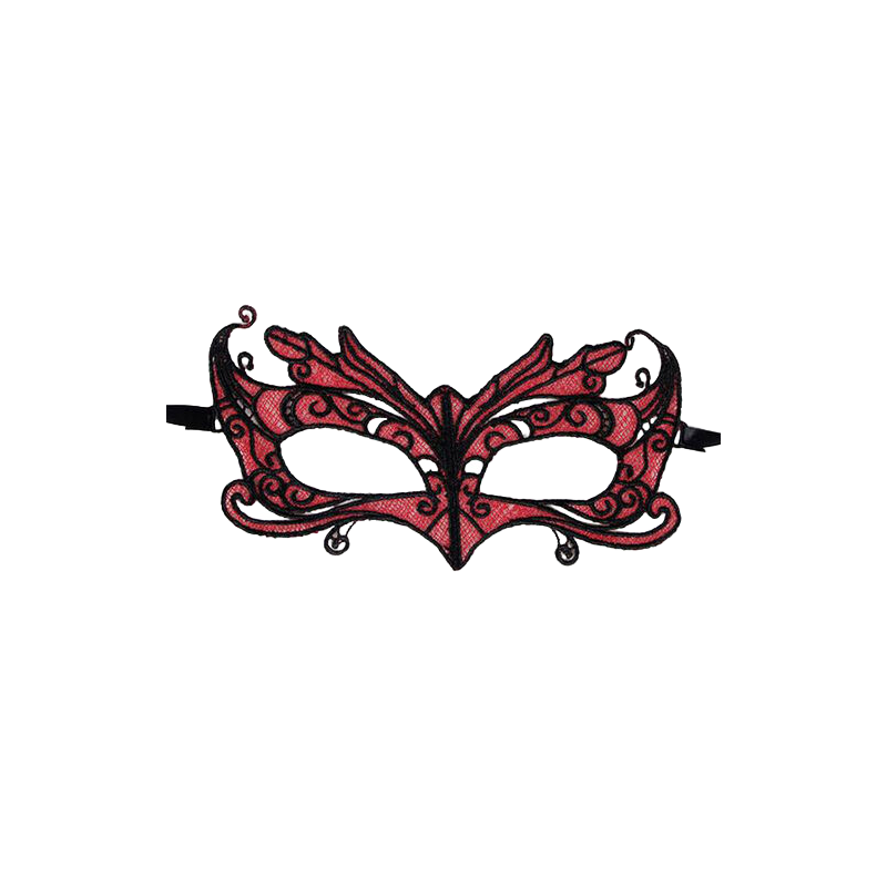 QUEEN LINGERIE - LACE MASK WITH RED DETAILS