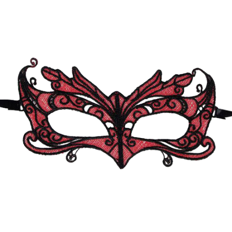 QUEEN LINGERIE - LACE MASK WITH RED DETAILS