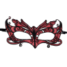 QUEEN LINGERIE - SPITZENMASKE MIT ROTEN DETAILS