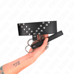 KINK - NASZYJNIK Z PASKIEM 65 CM Z NITEM V Z REGULACJA 36-43 CM X 5 CM