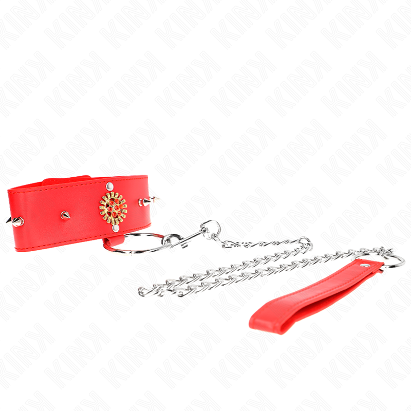 KINK - CZERWONY NASZYJNIK Z DIAMENTAMI Z PASKIEM 65 CM AJDUSTABLE 35-51 CM X 7 CM