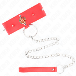 KINK - CZERWONY NASZYJNIK Z DIAMENTAMI Z PASKIEM 65 CM AJDUSTABLE 35-51 CM X 7 CM