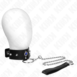 KINK - NASZYJNIK 65 CM Z PASKIEM Z NIEBIESKIMI DIAMENTAMI Z REGULACJA 36-43 CM X 5 CM