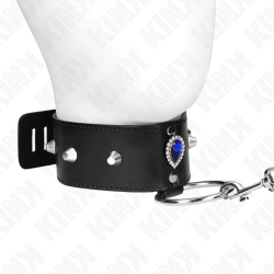 KINK - NASZYJNIK 65 CM Z PASKIEM Z NIEBIESKIMI DIAMENTAMI Z REGULACJA 36-43 CM X 5 CM