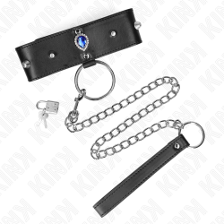 KINK - NASZYJNIK 65 CM Z PASKIEM Z NIEBIESKIMI DIAMENTAMI Z REGULACJA 36-43 CM X 5 CM