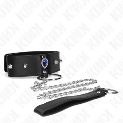 KINK - NASZYJNIK 65 CM Z PASKIEM Z NIEBIESKIMI DIAMENTAMI Z REGULACJA 36-43 CM X 5 CM
