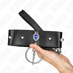 KINK - NASZYJNIK 65 CM Z PASKIEM Z NIEBIESKIMI DIAMENTAMI Z REGULACJA 36-43 CM X 5 CM