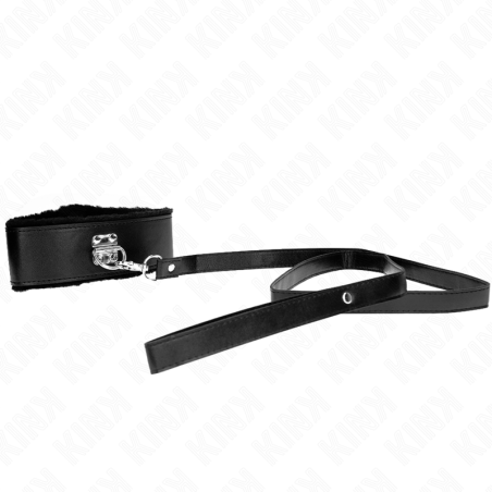 KINK - NASZYJNIK ZE SMYCZA 116 CM ZE SREBRNYMI CWIEKAMI MODEL 4 CZARNY REGULOWANY 40-48 CM X 6 CM