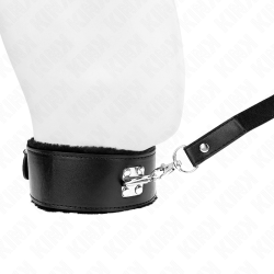 KINK - NASZYJNIK ZE SMYCZA 116 CM ZE SREBRNYMI CWIEKAMI MODEL 4 CZARNY REGULOWANY 40-48 CM X 6 CM