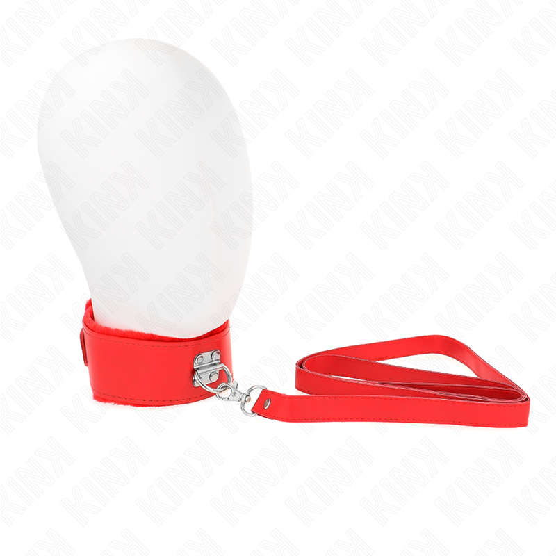 KINK - NASZYJNIK ZE SMYCZA 116 CM ZE SREBRNYMI CWIEKAMI MODEL 4 CZERWONY REGULOWANY 40-48 CM X 6 CM
