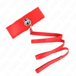 KINK - NASZYJNIK ZE SMYCZA 116 CM ZE SREBRNYMI CWIEKAMI MODEL 4 CZERWONY REGULOWANY 40-48 CM X 6 CM