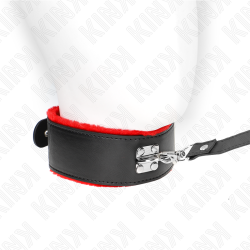 KINK - NASZYJNIK Z PASKIEM 116 CM Z CZERWONYM SKÓRZANYM PASEM Z REGULACJA 40-48 CM X 6 CM
