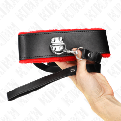 KINK - NASZYJNIK Z PASKIEM 116 CM Z CZERWONYM SKÓRZANYM PASEM Z REGULACJA 40-48 CM X 6 CM