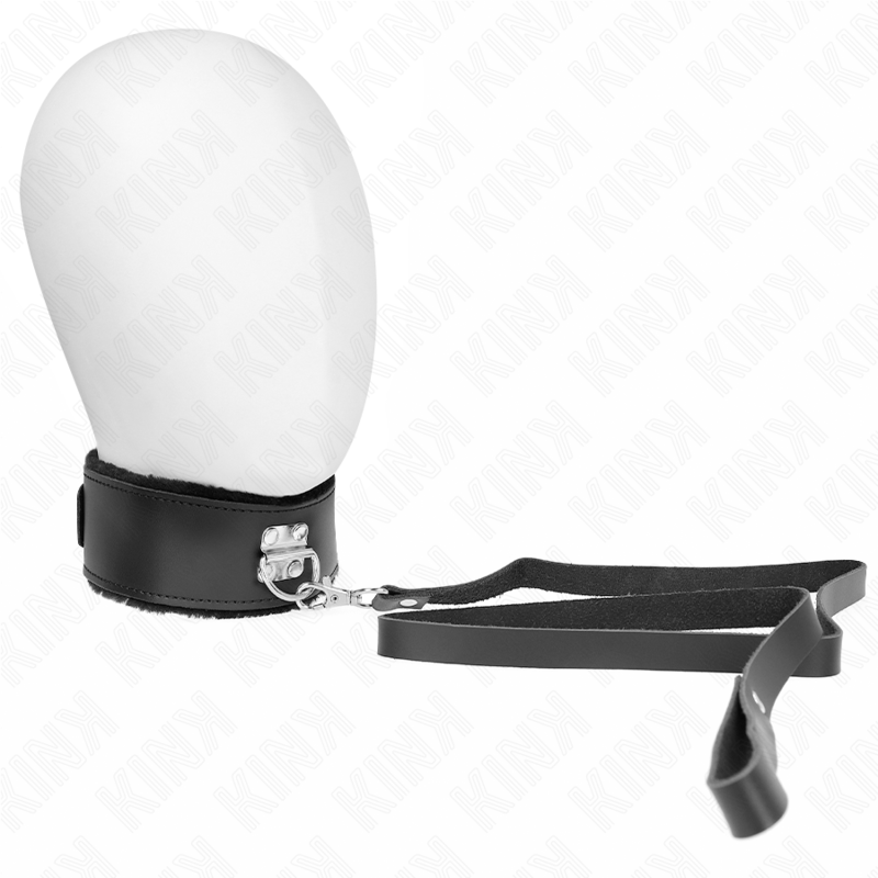 KINK - NASZYJNIK Z PASKIEM 116 CM Z CZARNYM SKÓRZANYM PASEM Z REGULACJA 40-48 CM X 6 CM