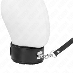 KINK - NASZYJNIK Z PASKIEM 116 CM Z CZARNYM SKÓRZANYM PASEM Z REGULACJA 40-48 CM X 6 CM