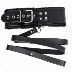 KINK - NASZYJNIK Z PASKIEM 116 CM Z CZARNYM SKÓRZANYM PASEM Z REGULACJA 40-48 CM X 6 CM