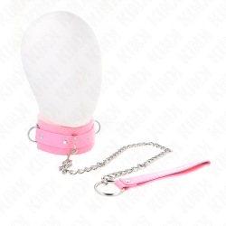 KINK - OBROZA ZE SMYCZA 65 CM Z OGRANICZENIAMI RÓZOWA 36-42 CM X 5,5 CM