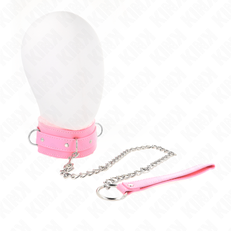 KINK - OBROZA ZE SMYCZA 65 CM Z OGRANICZENIAMI RÓZOWA 36-42 CM X 5,5 CM