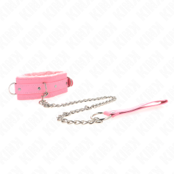 KINK - OBROZA ZE SMYCZA 65 CM Z OGRANICZENIAMI RÓZOWA 36-42 CM X 5,5 CM