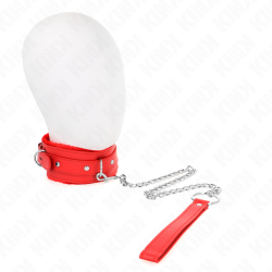 KINK - OBROZA ZE SMYCZA 65 CM Z OGRANICZENIAMI CZERWONA 36-42 CM X 5,5 CM