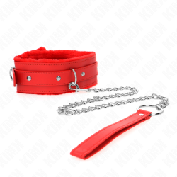 KINK - OBROZA ZE SMYCZA 65 CM Z OGRANICZENIAMI CZERWONA 36-42 CM X 5,5 CM