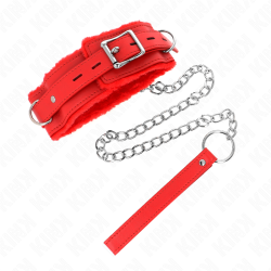 KINK - OBROZA ZE SMYCZA 65 CM Z OGRANICZENIAMI CZERWONA 36-42 CM X 5,5 CM