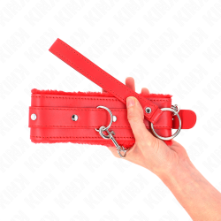 KINK - OBROZA ZE SMYCZA 65 CM Z OGRANICZENIAMI CZERWONA 36-42 CM X 5,5 CM