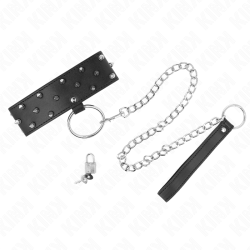 KINK - NASZYJNIK ZE SMYCZA 65 CM ZE SREBRNYMI CWIEKAMI MODEL 5 REGULOWANY 36-43 CM X 5 CM