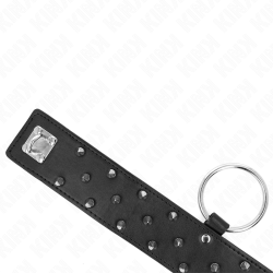 KINK - NASZYJNIK ZE SMYCZA 65 CM ZE SREBRNYMI CWIEKAMI MODEL 5 REGULOWANY 36-43 CM X 5 CM