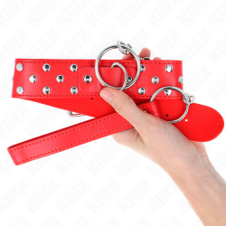 KINK - NASZYJNIK Z PASEM Z NITAMI KÓLKOWYMI 65 CM CZERWONY REGULACJA 36-50 CM X 3,8 CM