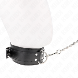 KINK - NASZYJNIK Z PASKIEM 65 CM SREBRNE KLAMRY Z REGULACJA 33-46 CM X 5,5 CM