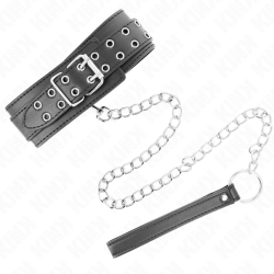 KINK - NASZYJNIK Z PASKIEM 65 CM SREBRNE KLAMRY Z REGULACJA 33-46 CM X 5,5 CM