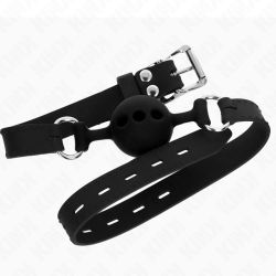 KINK - KLEJNIK Z PELNEGO SILIKONU 55 x 2 CM Z KULKA 4 CM ROZMIAR S CZARNY Z REGULACJA 35-51 CM