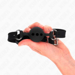 KINK - KLEJNIK Z PELNEGO SILIKONU 55 x 2 CM Z KULKA 4 CM ROZMIAR S CZARNY Z REGULACJA 35-51 CM
