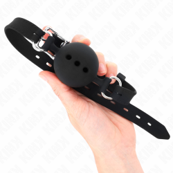 KINK - KLEJNIK PELNY SILIKONOWY 55 x 2 CM Z KULKA 4,5 CM ROZMIAR M CZARNY REGULACJA 35-51 CM