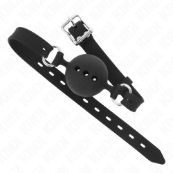 KINK - KLEJNIK PELNY SILIKONOWY 55 x 2 CM Z KULKA 4,5 CM ROZMIAR M CZARNY REGULACJA 35-51 CM