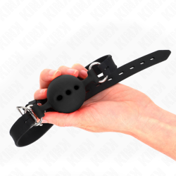 KINK - KLEJNIK PELNY SILIKONOWY 55 x 2 CM Z KULKA 5 CM ROZMIAR L CZARNY REGULACJA 35-51 CM