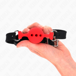 KINK - KLEJNIK PELNY SILIKONOWY 55 x 2 CM Z KULKA 4 CM ROZMIAR S CZERWONY REGULACJA 35-51 CM