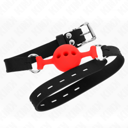 KINK - KLEJNIK PELNY SILIKONOWY 55 x 2 CM Z KULKA 4 CM ROZMIAR S CZERWONY REGULACJA 35-51 CM