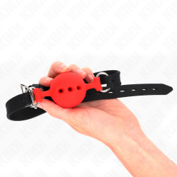 KINK - KLEJNIK PELNY SILIKONOWY 55 x 2 CM Z KULKA 4,5 CM ROZMIAR M CZERWONY REGULACJA 35-51 CM