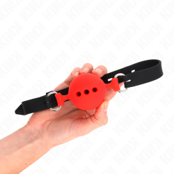 KINK - KLEJNIK PELNY SILIKONOWY 55 x 2 CM Z KULKA 5 CM ROZMIAR L CZERWONY REGULACJA 35-51 CM