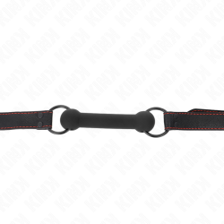 KINK - MORDAÇA DE OSSO COM ALÇA DE COURO PRETA AJUSTÁVEL 41-57 CM