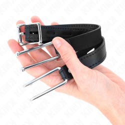 KINK - METALOWY HACZYK KNEBEL 11,5 CM Z PASKIEM SKÓRZANYM Z REGULACJA 39-58 CM X 2 CM