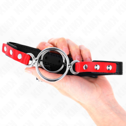 KINK - GAG Z WIELOMA O-RINGAMI 4 / 4,8 CM CZERWONY 38 X 56 CM