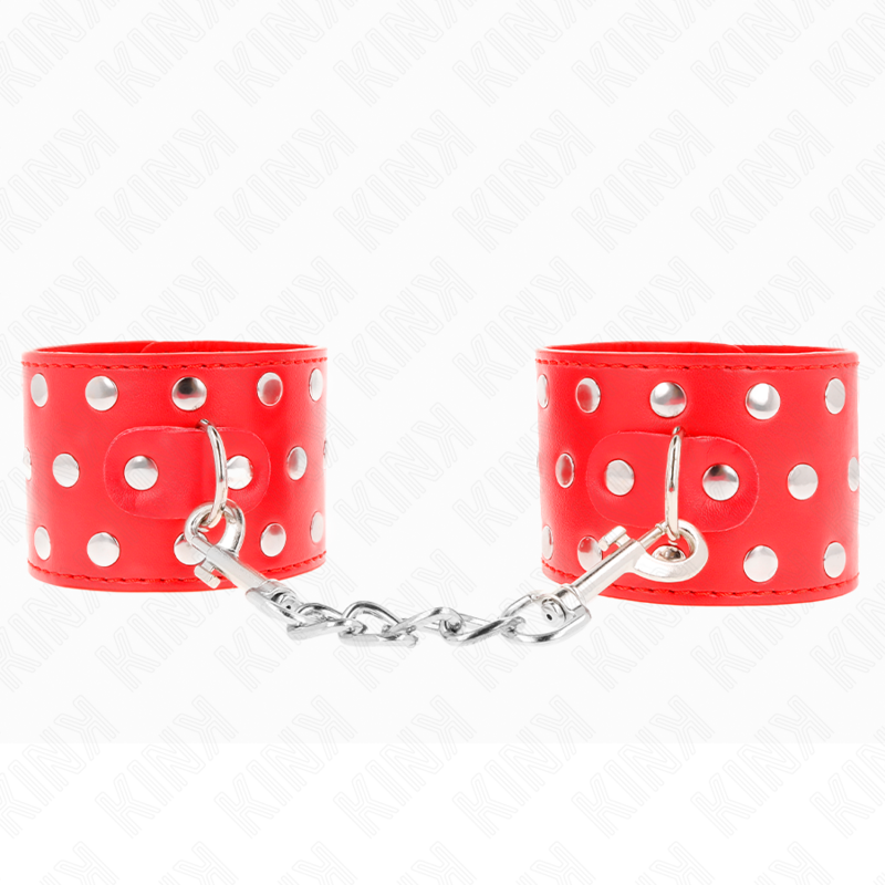 KINK - ZAPIECIE NA NADGARSTKI Z NAPEDEM PELEN NITÓW CZERWONY REGULACJA 19-24 CM X 5,5 CM