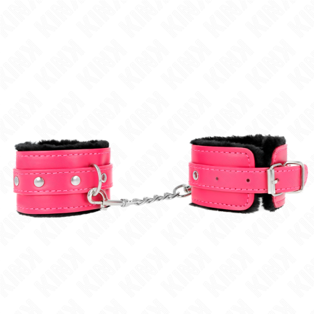 KINK - ZABEZPIECZNIK NA NADGARSTKI PREMIUM CZARNY Z MALINOWYM RÓZOWYM PASEM Z REGULACJA 17-29 CM X 6 CM