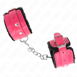 KINK - ZABEZPIECZNIK NA NADGARSTKI PREMIUM CZARNY Z MALINOWYM RÓZOWYM PASEM Z REGULACJA 17-29 CM X 6 CM