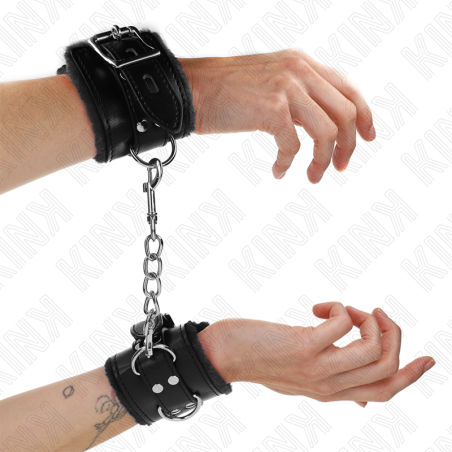 KINK - OKLADKI NA NADGARSTKI WYSCIATANE FUTERKIEM CZARNE Z CZARNYM PASEM Z REGULACJA 17-29 CM X 6 CM