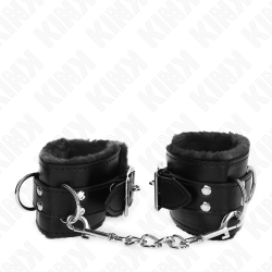 KINK - OKLADKI NA NADGARSTKI WYSCIATANE FUTERKIEM CZARNE Z CZARNYM PASEM Z REGULACJA 17-29 CM X 6 CM